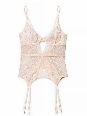 Victoria's Secret Lace Garter Bodysuit - Light Blush